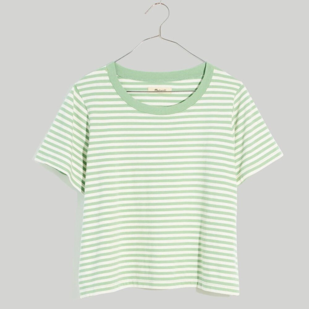 Madewell Softfade Cotton Boxy-Crop Tee in Stripe